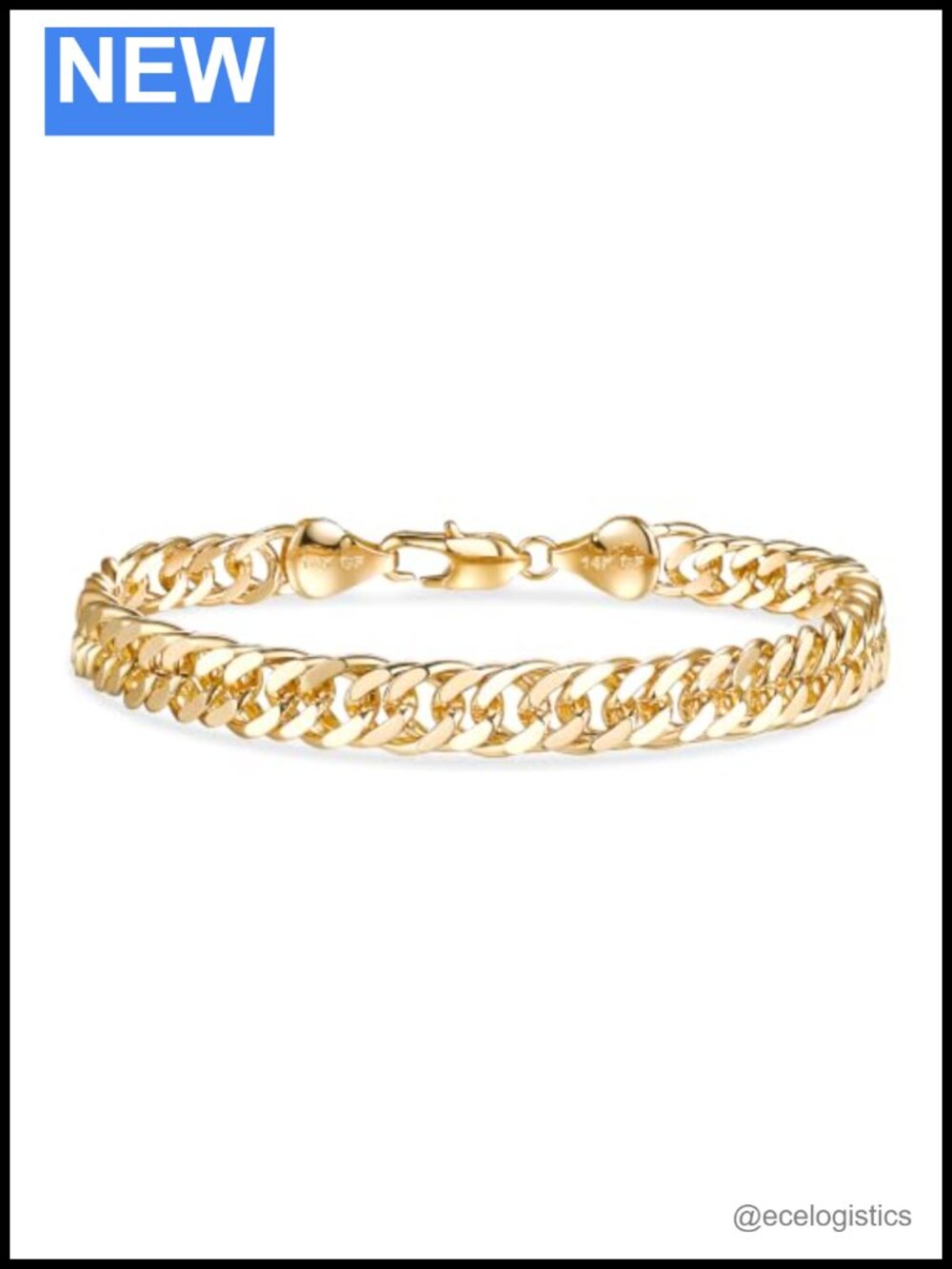 14K Gold Cuban Link Bracelet 8mm Diamond-Cut Curb Chain